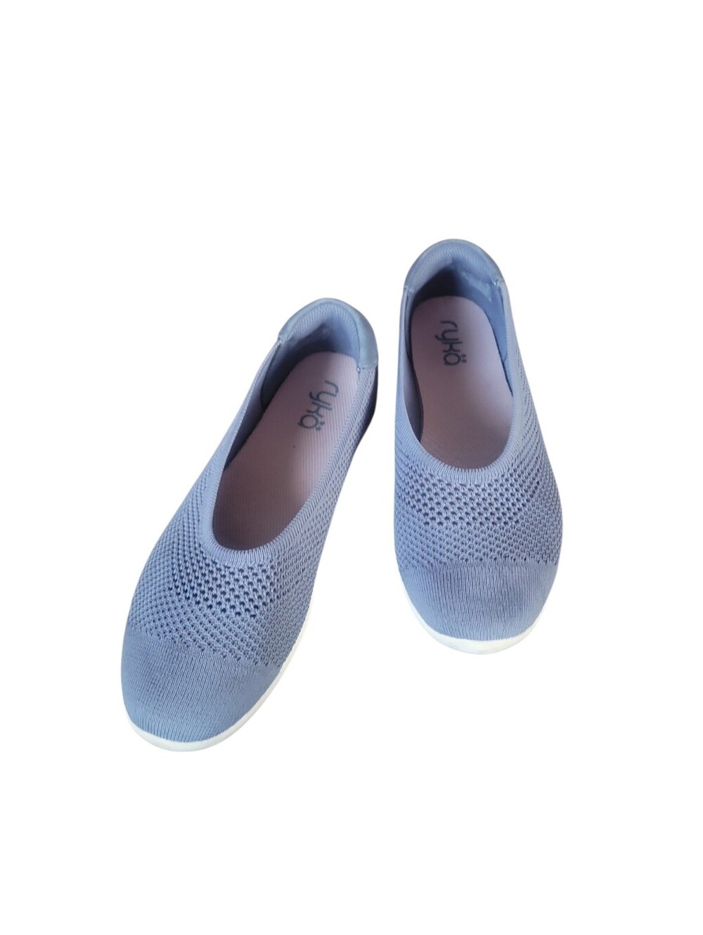 Ryka Women's Knit Upper Thermoplastic Fabric Slip-On Sneakers in Light Blue 10